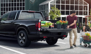 A person loading potted plants into their 2025 Honda Ridgeline near Ontario, California