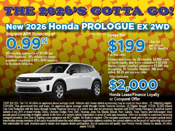 New Honda Prologue EX