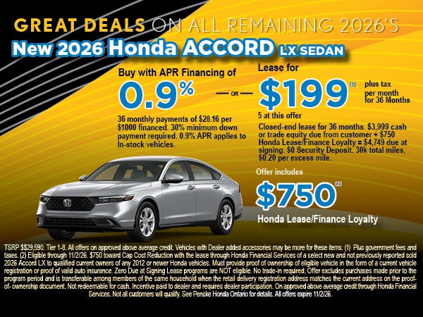 New Honda Accord LX Sedan