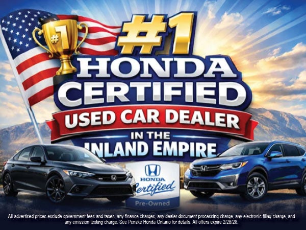 #1 Honda Certified Used Car Dealer in the Inland Empire