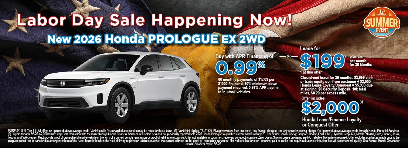New 2026 Honda Prologue APR/Lease Offer