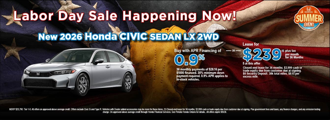 New 2026 Honda Civic Sedan APR/Lease Offer