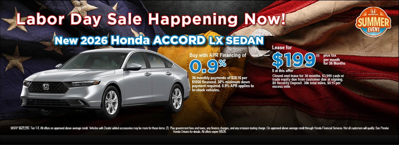 New 2026 Honda Accord APR/Lease Offer