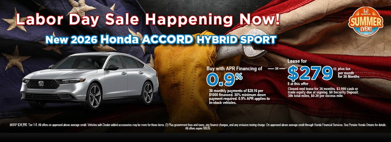 New 2026 Honda Accord APR/Lease Offer