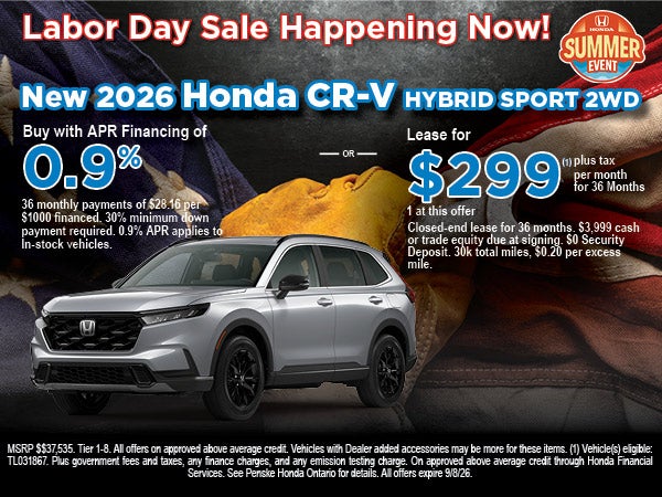 New 2026 Honda CR-V Hybrid APR/Lease Offer