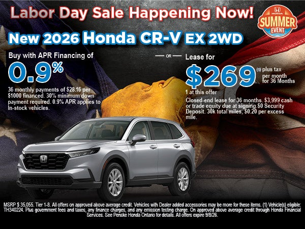 New 2026 Honda CR-V APR/Lease Offer
