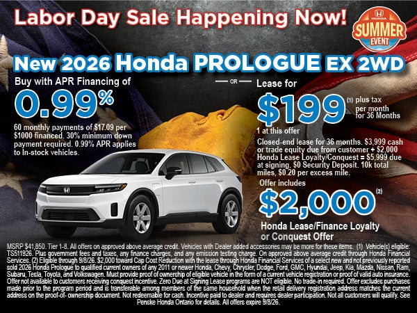 New 2026 Honda Prologue APR/Lease Offer