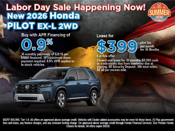 New 2026 Honda Pilot APR/Lease Offer