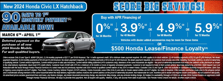 New 2024 Honda Civic LX Hatchback APR Special