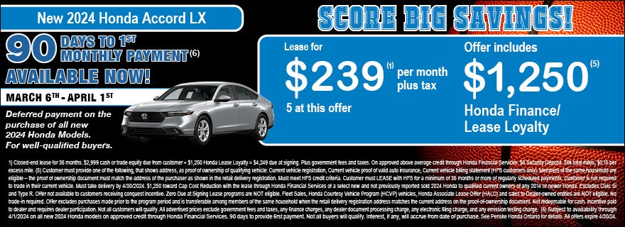 New 2024 Honda Accord LX Lease Special