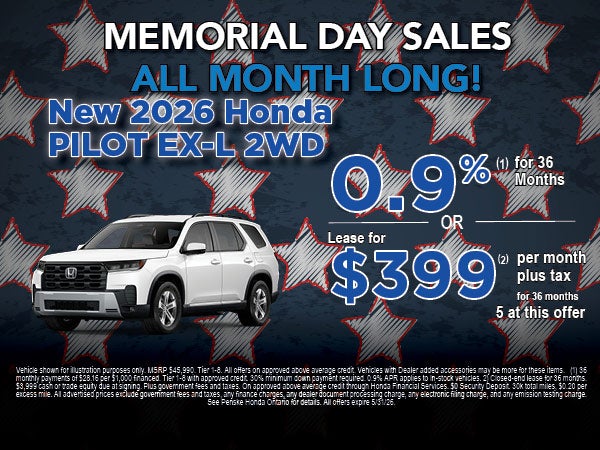 New 2026 Honda Pilot EX-L 2WD